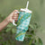 Hawaii Jade Vine Lei Tumbler With Handle Aloha Palaka Motif - Turquoise - Polynesian Pride