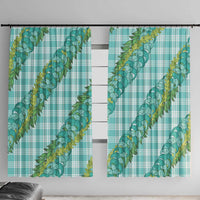 Hawaii Jade Vine Lei Window Curtain Aloha Palaka Motif - Turquoise - Polynesian Pride