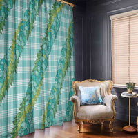 Hawaii Jade Vine Lei Window Curtain Aloha Palaka Motif - Turquoise - Polynesian Pride