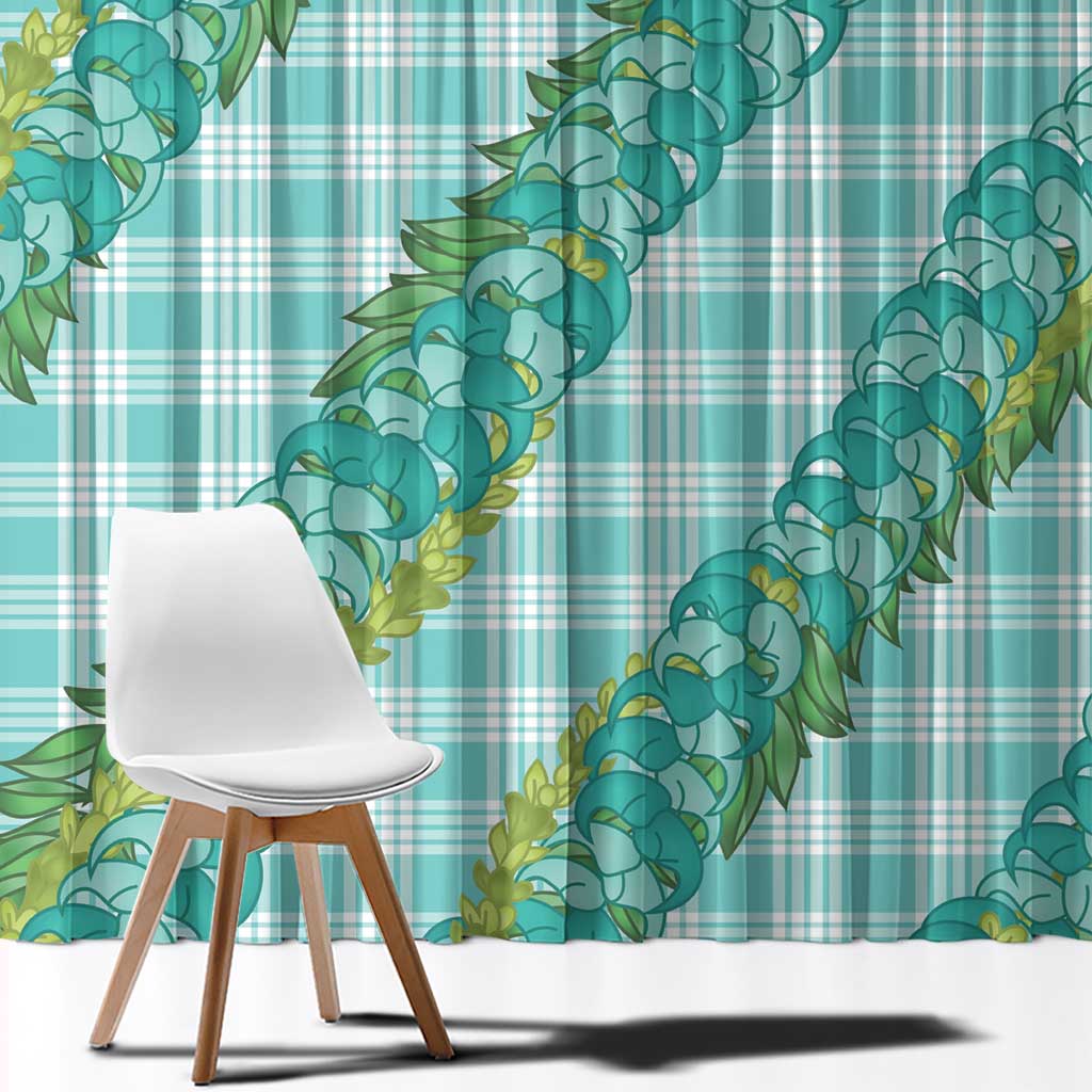 Hawaii Jade Vine Lei Window Curtain Aloha Palaka Motif - Turquoise - Polynesian Pride