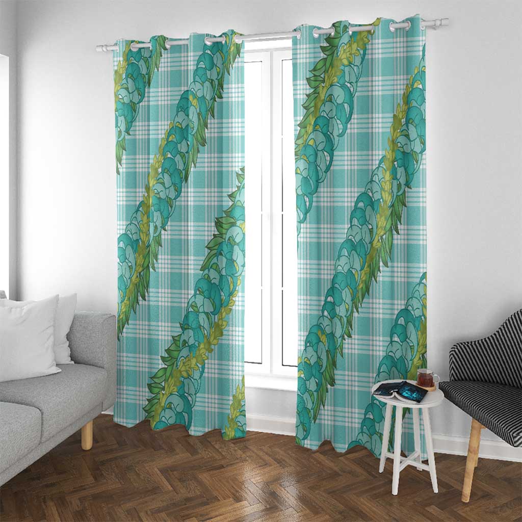Hawaii Jade Vine Lei Window Curtain Aloha Palaka Motif - Turquoise - Polynesian Pride