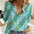 Hawaii Jade Vine Lei Women Casual Shirt Aloha Palaka Motif - Turquoise - Polynesian Pride