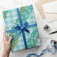 Hawaii Jade Vine Lei Wrapping Paper Aloha Palaka Motif - Turquoise - Polynesian Pride