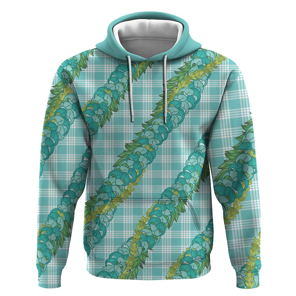 Hawaii Jade Vine Lei Zip Hoodie Aloha Palaka Motif - Turquoise - Polynesian Pride