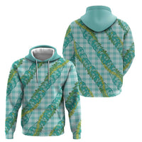 Hawaii Jade Vine Lei Zip Hoodie Aloha Palaka Motif - Turquoise - Polynesian Pride