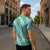 Hawaii Jade Vine Lei Zipper Polo Shirt Aloha Palaka Motif - Turquoise - Polynesian Pride