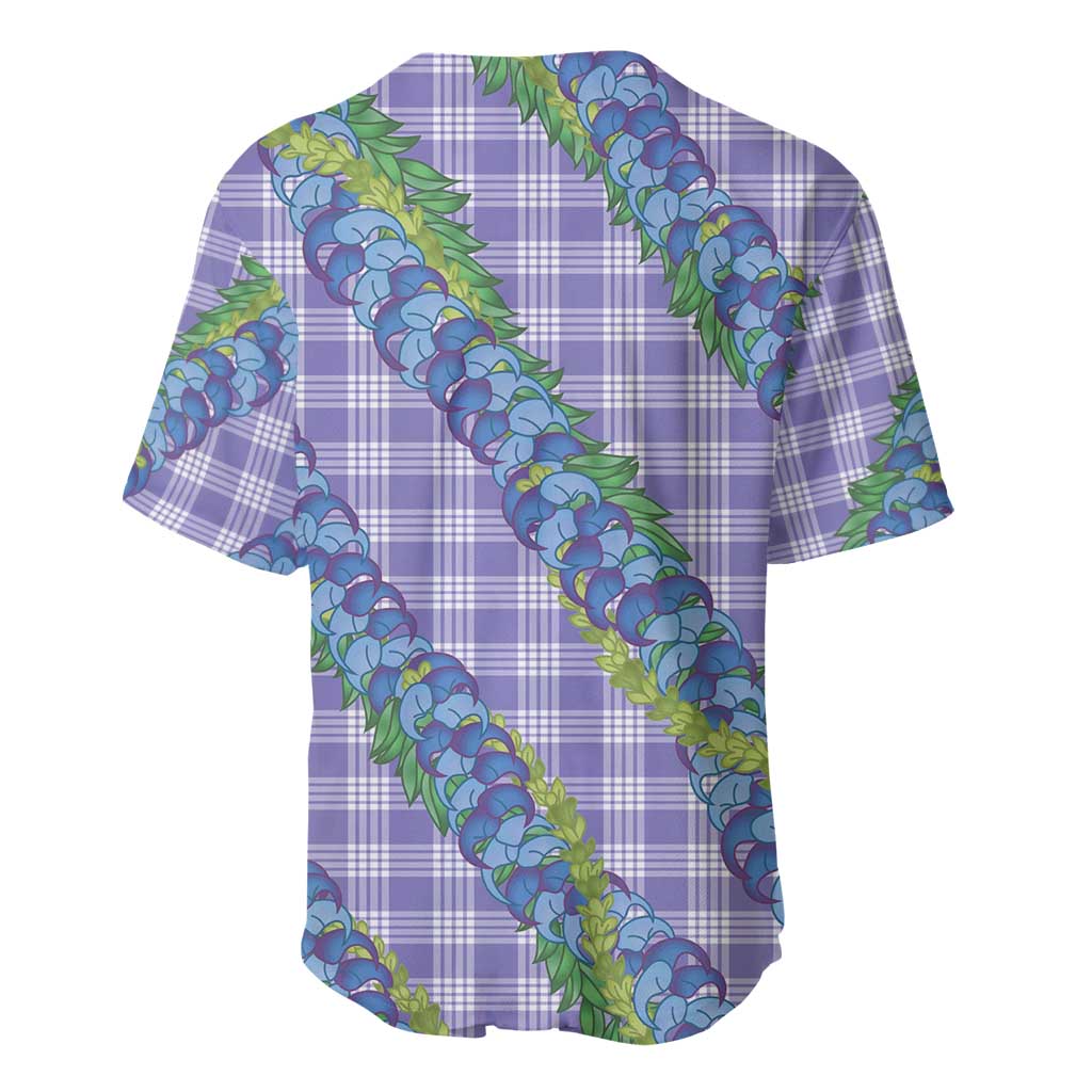 Hawaii Jade Vine Lei Baseball Jersey Aloha Palaka Motif - Purple - Polynesian Pride