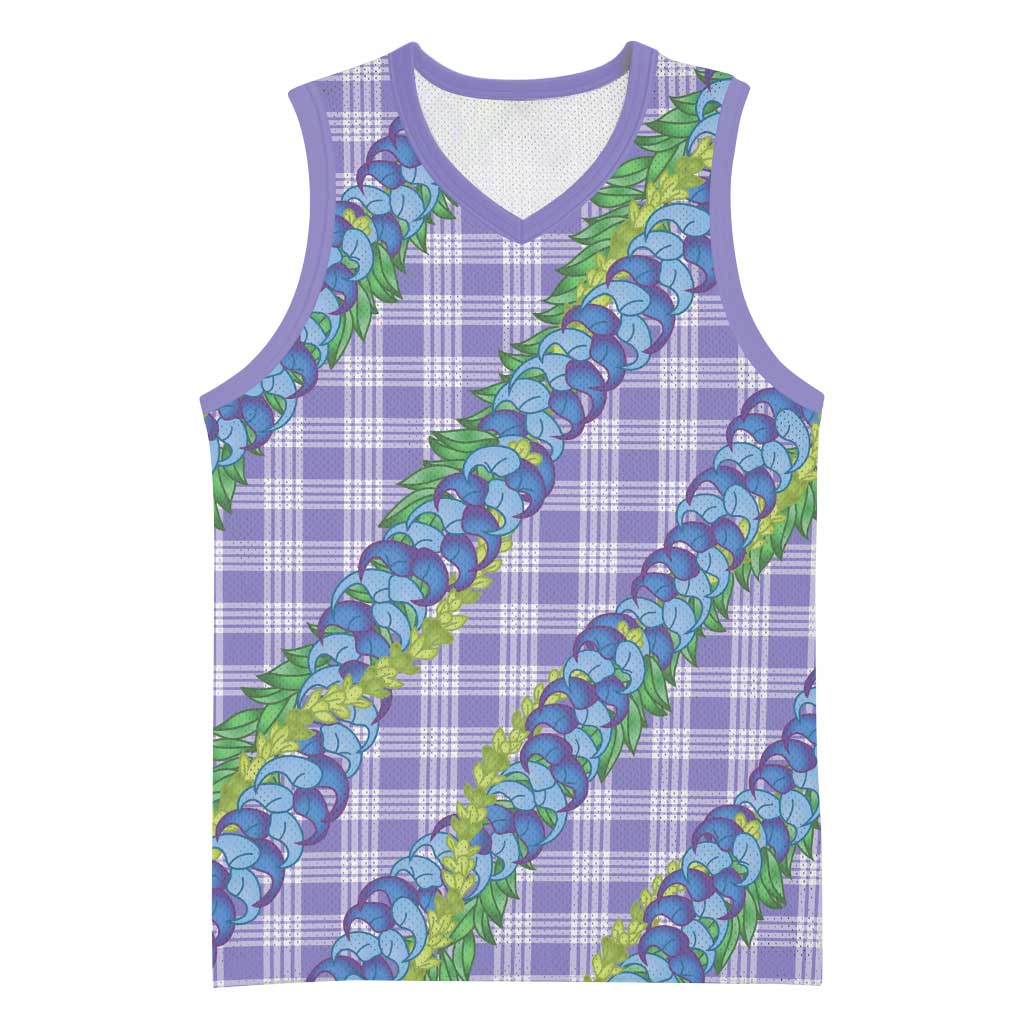 Hawaii Jade Vine Lei Basketball Jersey Aloha Palaka Motif - Purple - Polynesian Pride