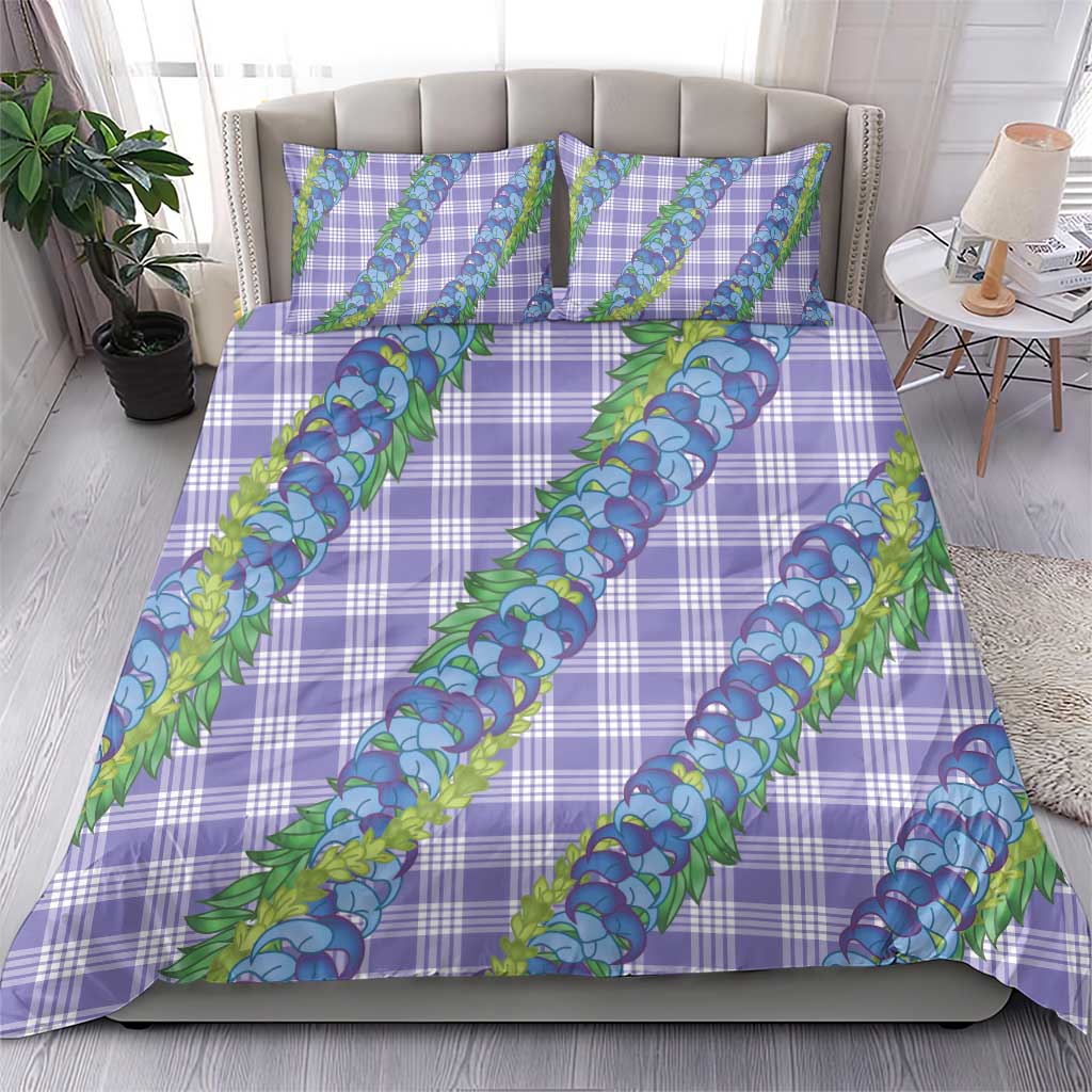 Hawaii Jade Vine Lei Bedding Set Aloha Palaka Motif - Purple - Polynesian Pride