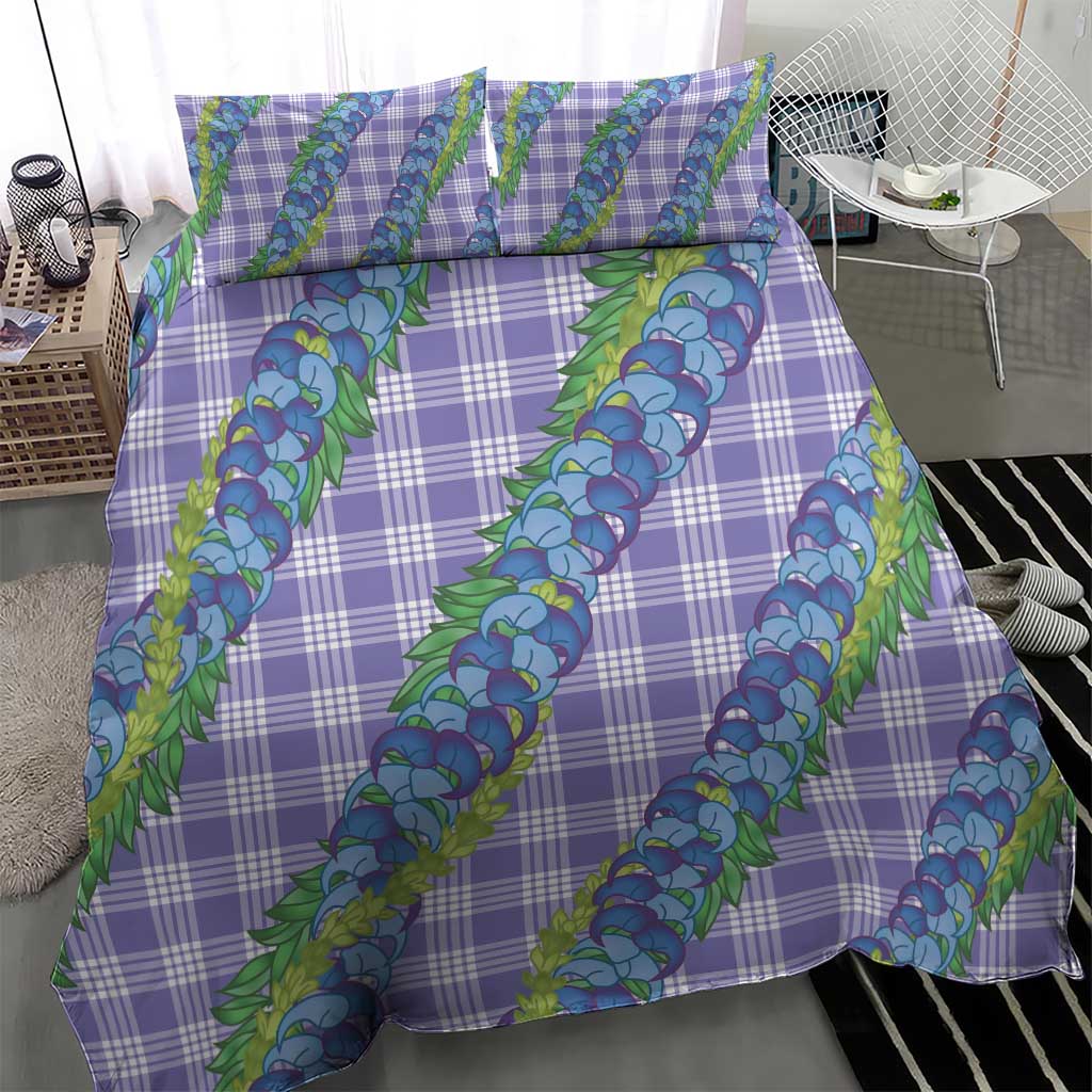 Hawaii Jade Vine Lei Bedding Set Aloha Palaka Motif - Purple - Polynesian Pride