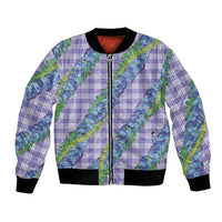 Hawaii Jade Vine Lei Bomber Jacket Aloha Palaka Motif - Purple - Polynesian Pride