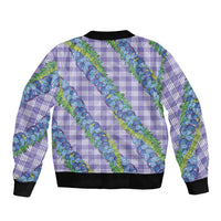 Hawaii Jade Vine Lei Bomber Jacket Aloha Palaka Motif - Purple - Polynesian Pride