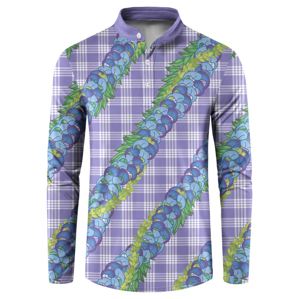 Hawaii Jade Vine Lei Button Sweatshirt Aloha Palaka Motif - Purple - Polynesian Pride
