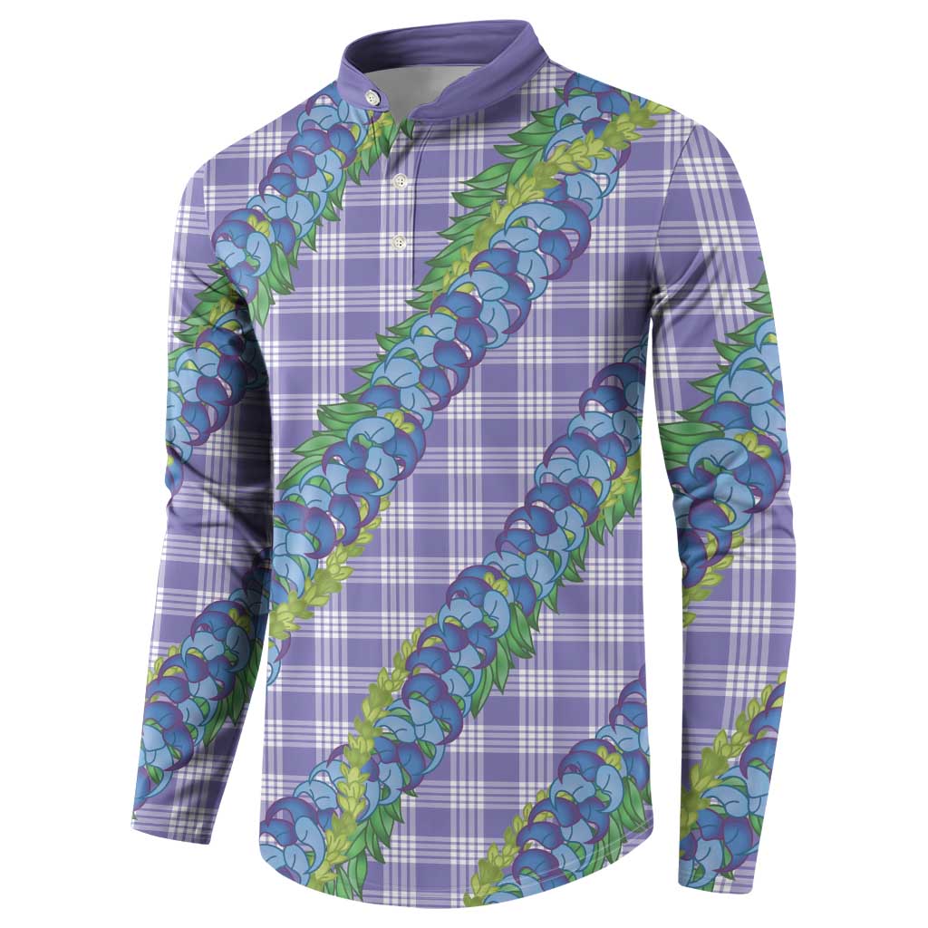 Hawaii Jade Vine Lei Button Sweatshirt Aloha Palaka Motif - Purple - Polynesian Pride