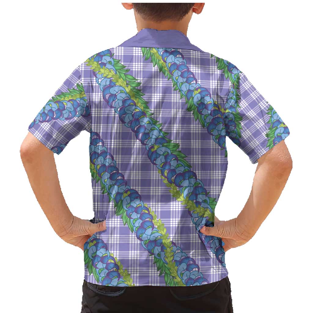 Hawaii Jade Vine Lei Family Matching Mermaid Dress and Hawaiian Shirt Aloha Palaka Motif - Purple - Polynesian Pride