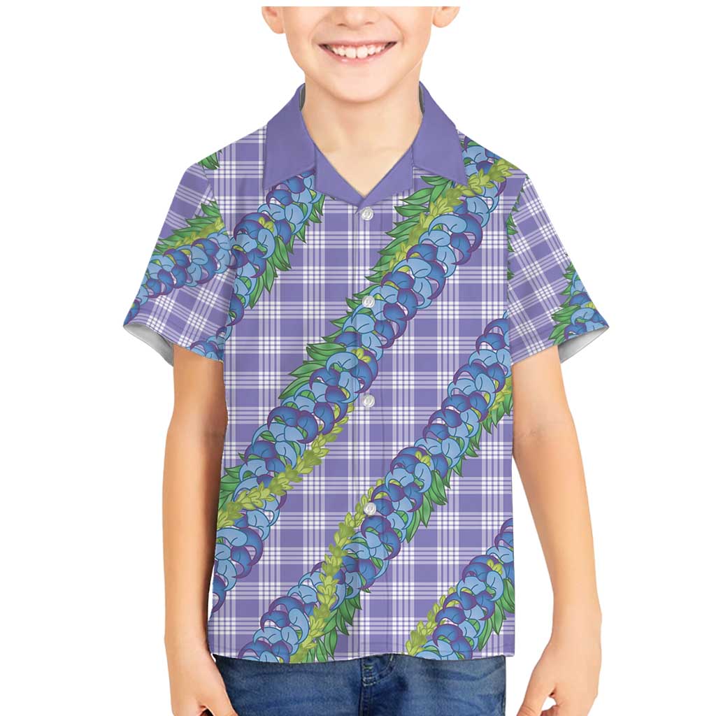 Hawaii Jade Vine Lei Family Matching Mermaid Dress and Hawaiian Shirt Aloha Palaka Motif - Purple - Polynesian Pride