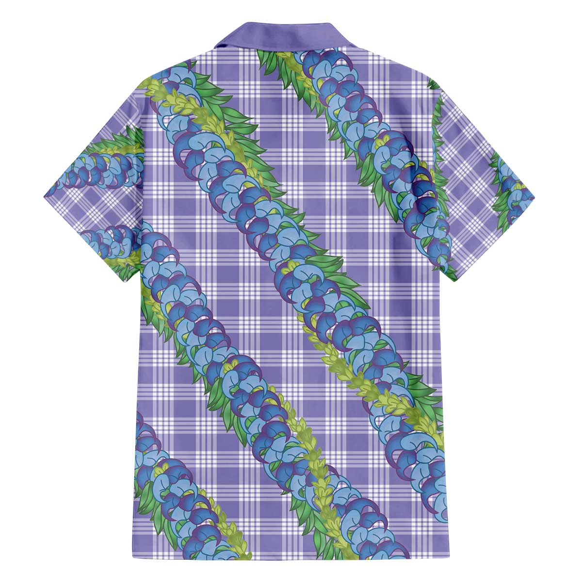 Hawaii Jade Vine Lei Family Matching Off The Shoulder Long Sleeve Dress and Hawaiian Shirt Aloha Palaka Motif - Purple - Polynesian Pride
