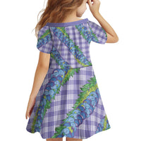 Hawaii Jade Vine Lei Family Matching Off Shoulder Short Dress and Hawaiian Shirt Aloha Palaka Motif - Purple - Polynesian Pride