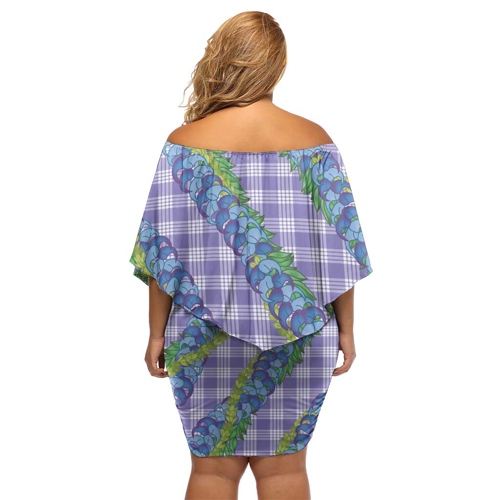 Hawaii Jade Vine Lei Family Matching Off Shoulder Short Dress and Hawaiian Shirt Aloha Palaka Motif - Purple - Polynesian Pride
