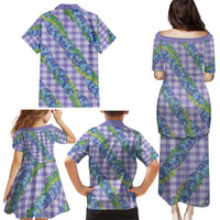 Hawaii Jade Vine Lei Family Matching Puletasi and Hawaiian Shirt Aloha Palaka Motif - Purple - Polynesian Pride
