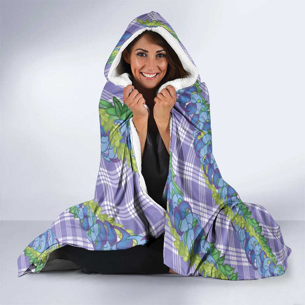 Hawaii Jade Vine Lei Hooded Blanket Aloha Palaka Motif - Purple - Polynesian Pride