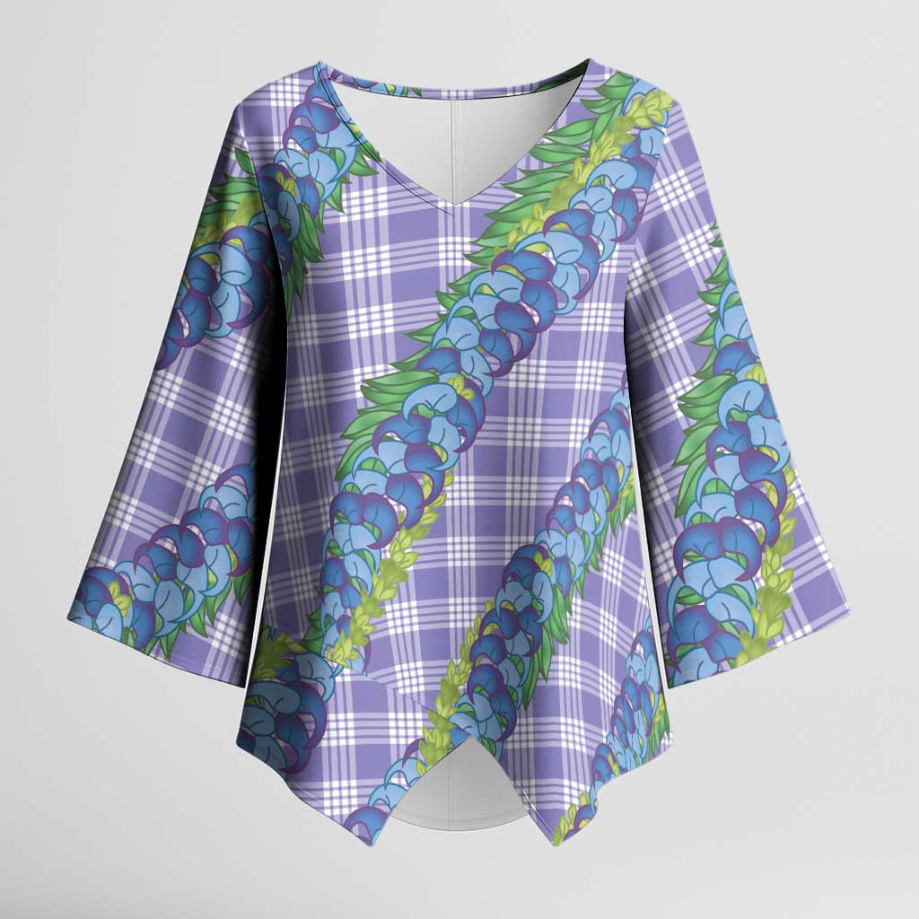 Hawaii Jade Vine Lei Kimono Sleeve Blouse Aloha Palaka Motif - Purple - Polynesian Pride