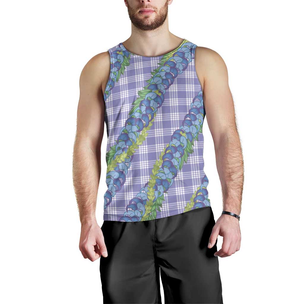 Hawaii Jade Vine Lei Men Tank Top Aloha Palaka Motif - Purple - Polynesian Pride