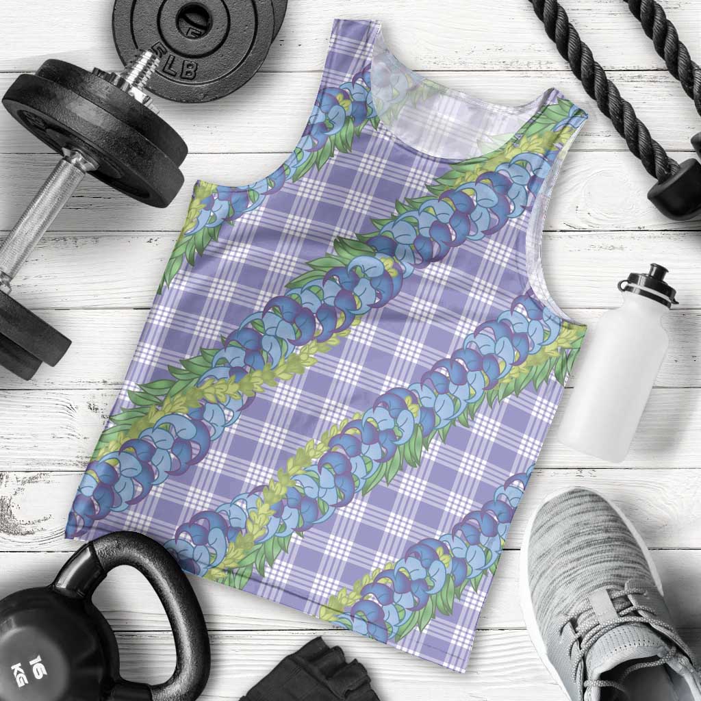 Hawaii Jade Vine Lei Men Tank Top Aloha Palaka Motif - Purple - Polynesian Pride