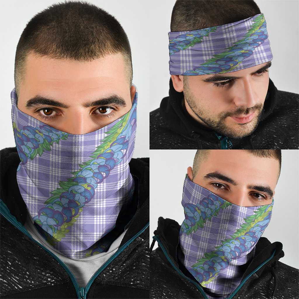 Hawaii Jade Vine Lei Neck Gaiter Aloha Palaka Motif - Purple - Polynesian Pride