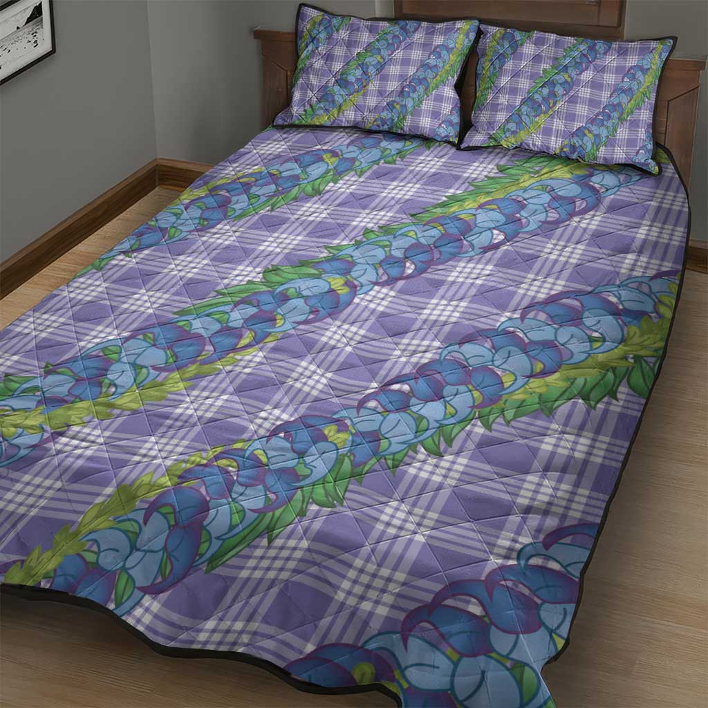 Hawaii Jade Vine Lei Quilt Bed Set Aloha Palaka Motif - Purple - Polynesian Pride