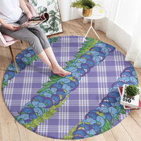 Hawaii Jade Vine Lei Round Carpet Aloha Palaka Motif - Purple - Polynesian Pride