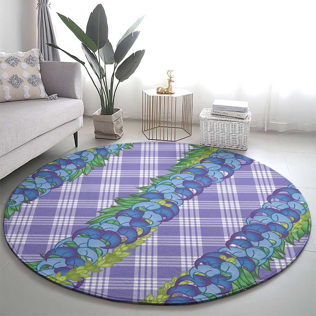 Hawaii Jade Vine Lei Round Carpet Aloha Palaka Motif - Purple - Polynesian Pride