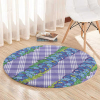 Hawaii Jade Vine Lei Round Carpet Aloha Palaka Motif - Purple - Polynesian Pride