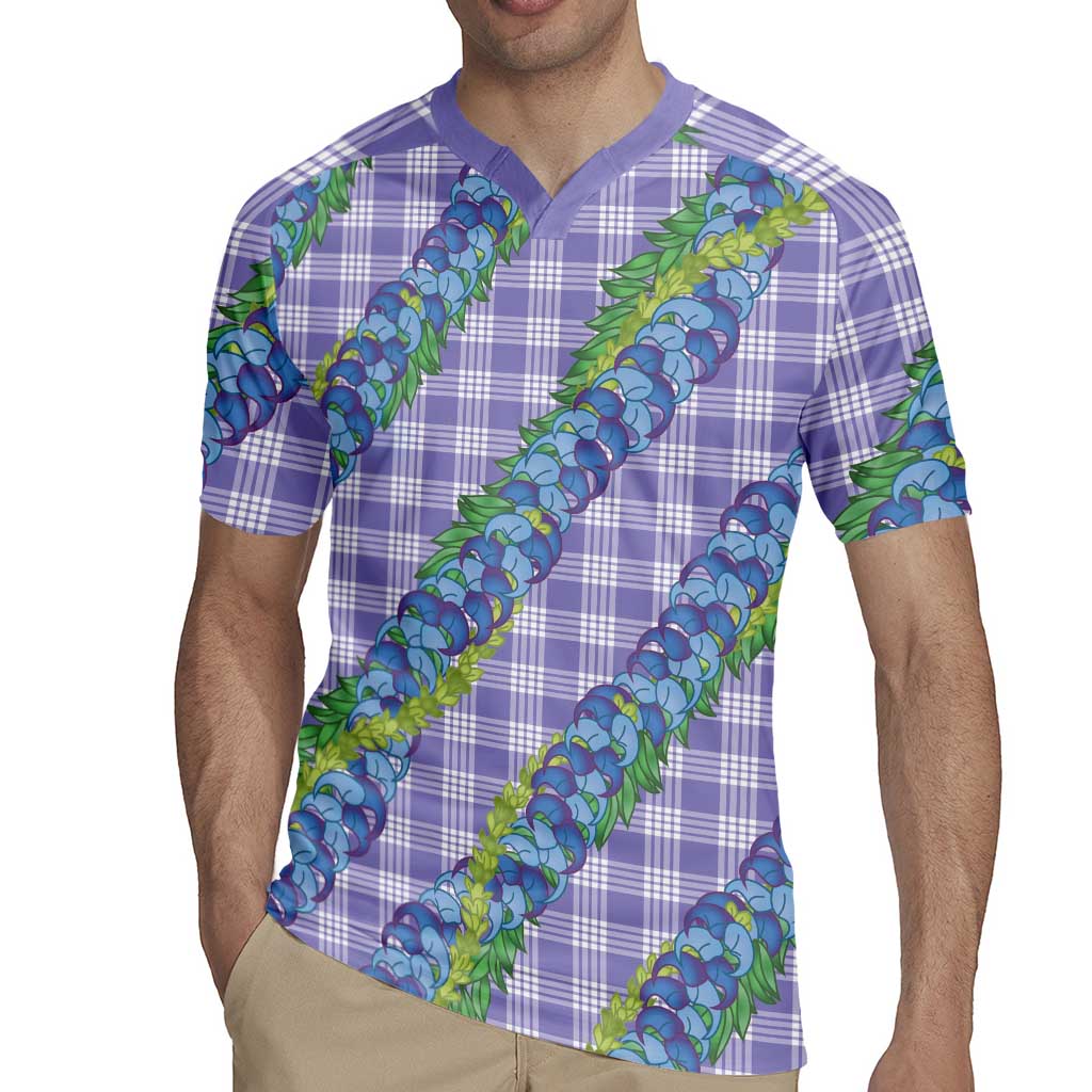 Hawaii Jade Vine Lei Rugby Jersey Aloha Palaka Motif - Purple - Polynesian Pride