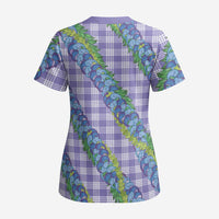 Hawaii Jade Vine Lei Scrub Top Aloha Palaka Motif - Purple LT14 - Polynesian Pride