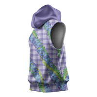 Hawaii Jade Vine Lei Sleeveless Hoodie Aloha Palaka Motif - Purple - Polynesian Pride