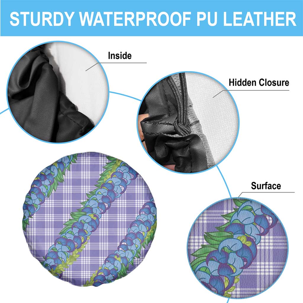 Hawaii Jade Vine Lei Spare Tire Cover Aloha Palaka Motif - Purple - Polynesian Pride