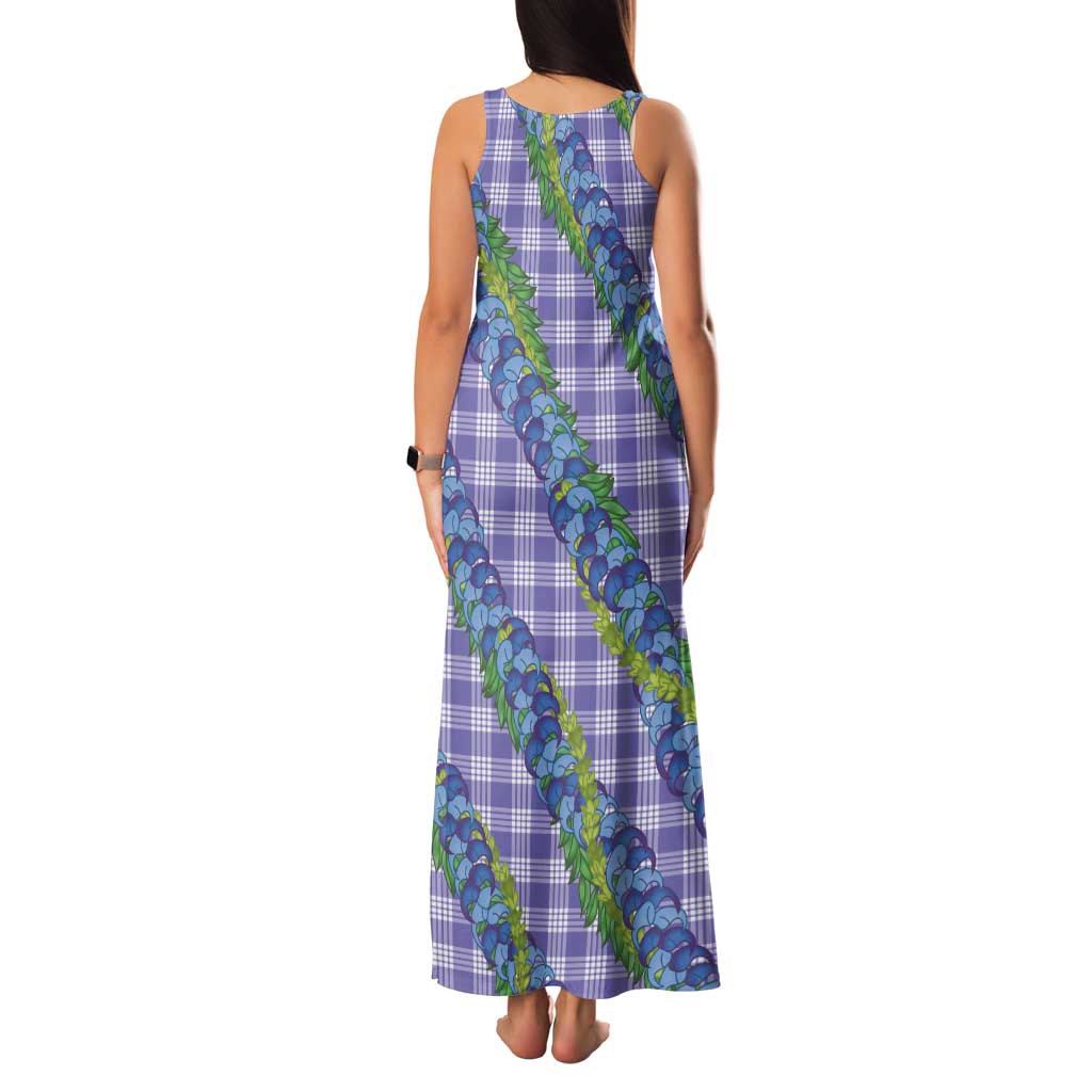 Hawaii Jade Vine Lei Tank Maxi Dress Aloha Palaka Motif - Purple - Polynesian Pride