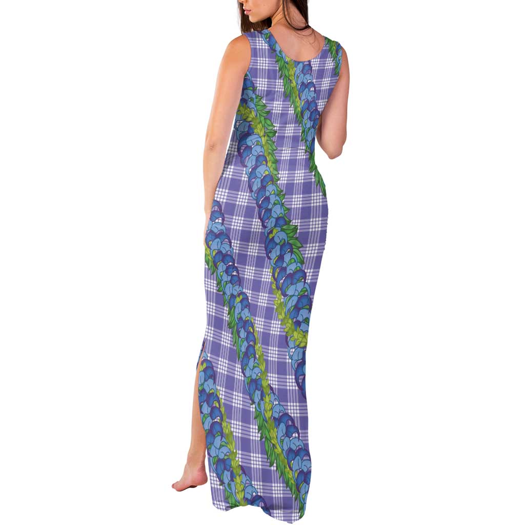 Hawaii Jade Vine Lei Tank Maxi Dress Aloha Palaka Motif - Purple - Polynesian Pride