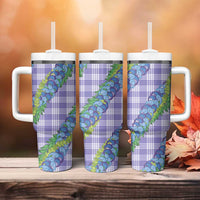 Hawaii Jade Vine Lei Tumbler With Handle Aloha Palaka Motif - Purple - Polynesian Pride