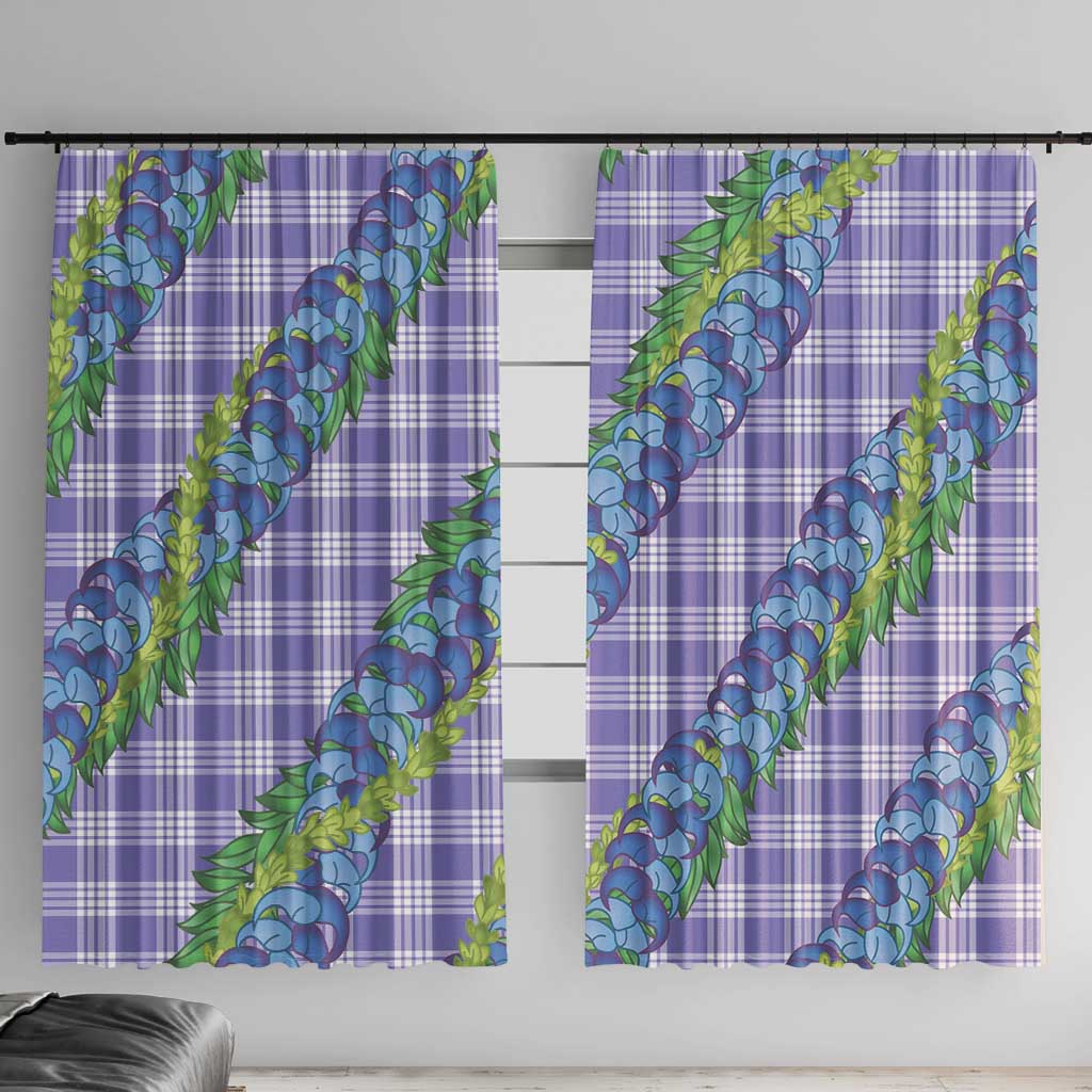 Hawaii Jade Vine Lei Window Curtain Aloha Palaka Motif - Purple - Polynesian Pride