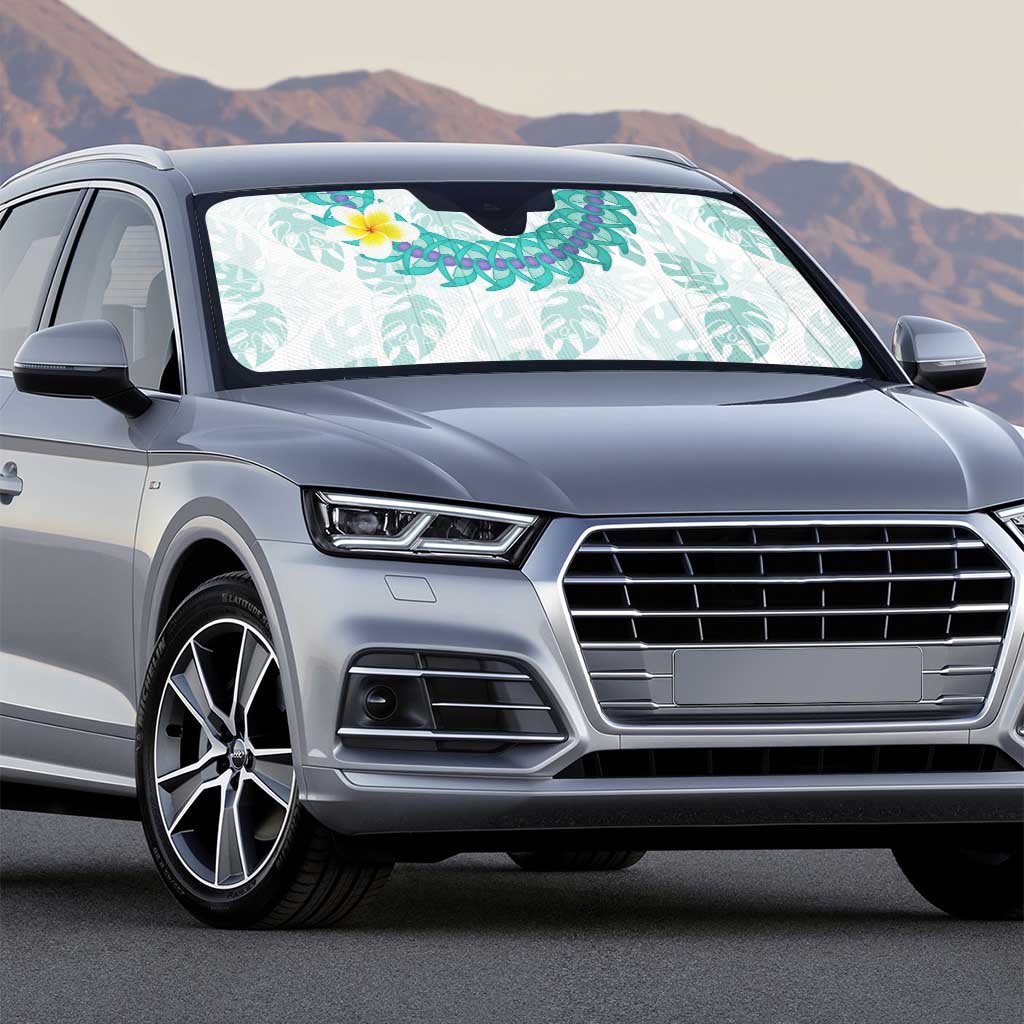 Jade Vine Lei Hawaii Auto Sun Shade Aloha Seamless Tropical Leaves - Polynesian Pride