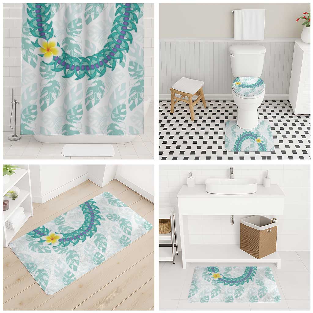 Jade Vine Lei Hawaii Bathroom Set Aloha Seamless Tropical Leaves - Polynesian Pride