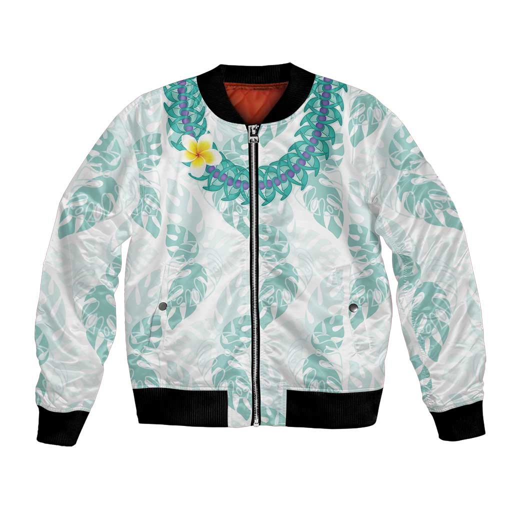 Jade Vine Lei Hawaii Bomber Jacket Aloha Seamless Tropical Leaves - Polynesian Pride