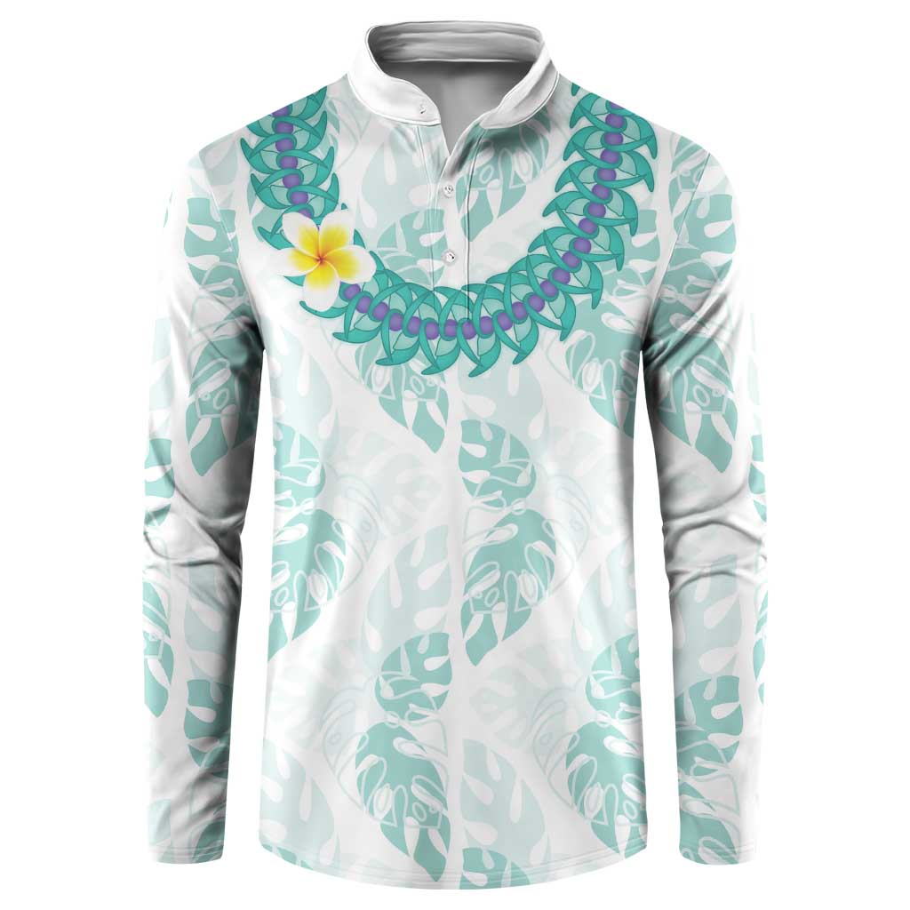Jade Vine Lei Hawaii Button Sweatshirt Aloha Seamless Tropical Leaves - Polynesian Pride