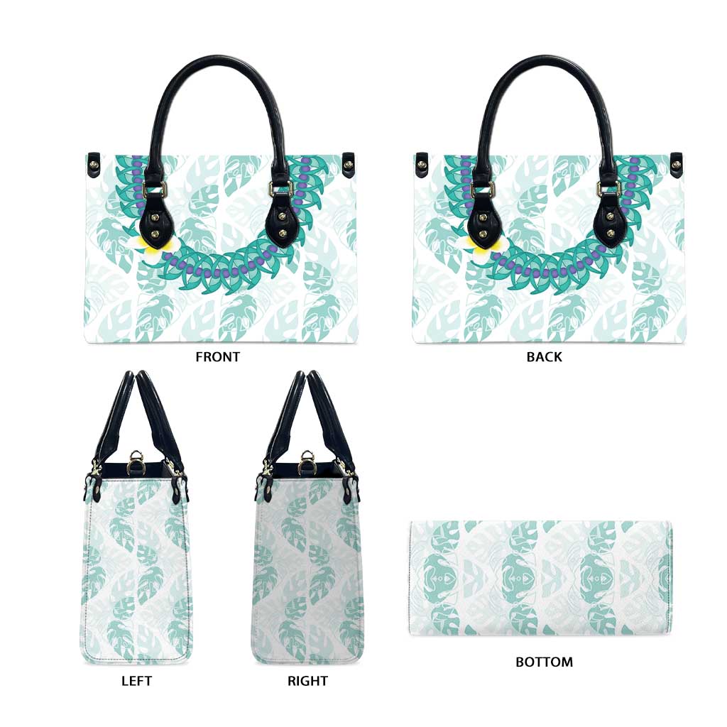 Jade Vine Lei Hawaii Leather Bag Aloha Seamless Tropical Leaves - Polynesian Pride