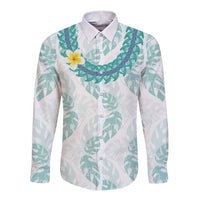 Jade Vine Lei Hawaii Long Sleeve Button Shirt Aloha Seamless Tropical Leaves - Polynesian Pride
