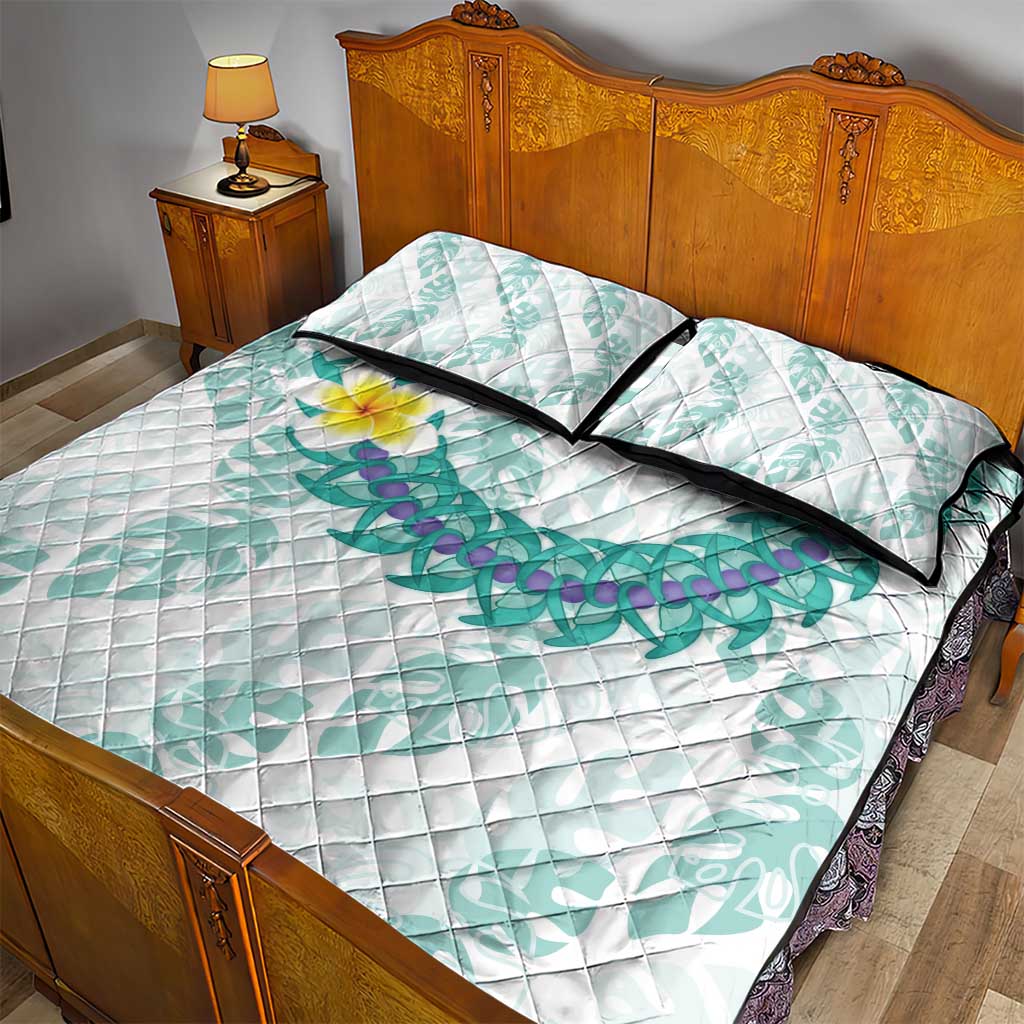 Jade Vine Lei Hawaii Quilt Bed Set Aloha Seamless Tropical Leaves - Polynesian Pride