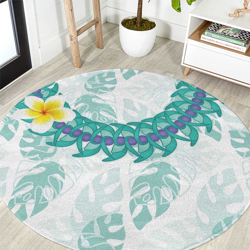 Jade Vine Lei Hawaii Round Carpet Aloha Seamless Tropical Leaves - Polynesian Pride