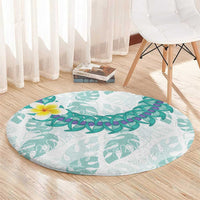 Jade Vine Lei Hawaii Round Carpet Aloha Seamless Tropical Leaves - Polynesian Pride